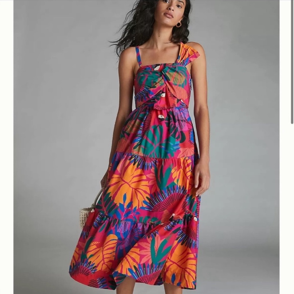 Farm Rio Macaw Bow Top Midi Dress Women’s XS **OPEN TO OFFERS**